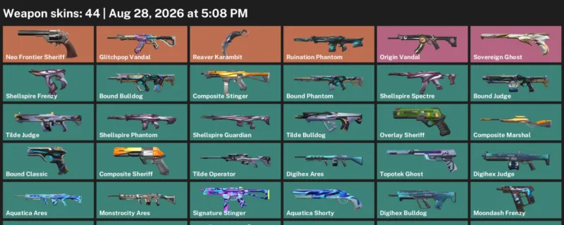 Valorant account inventory for LVL 66 · Reaver Karambit & Blush Operator