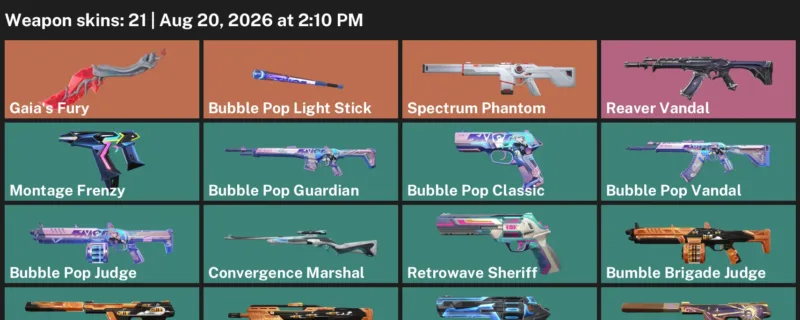 Valorant account inventory for LVL 162 · Bubble Pop Vandal & Bubble Pop Judge