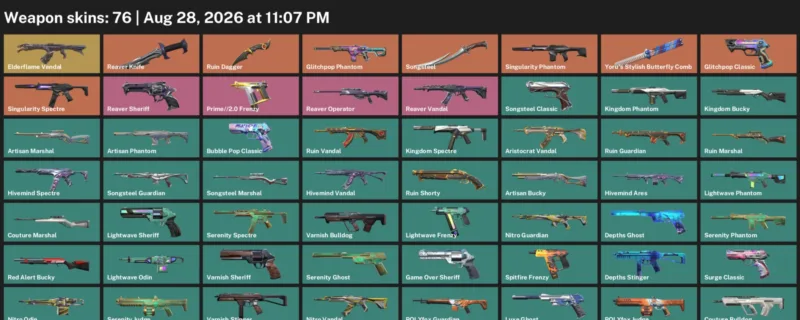 Valorant account inventory for LVL 172 · Reaver Knife & Ruin Dagger & 76 Skins Reaver Knife