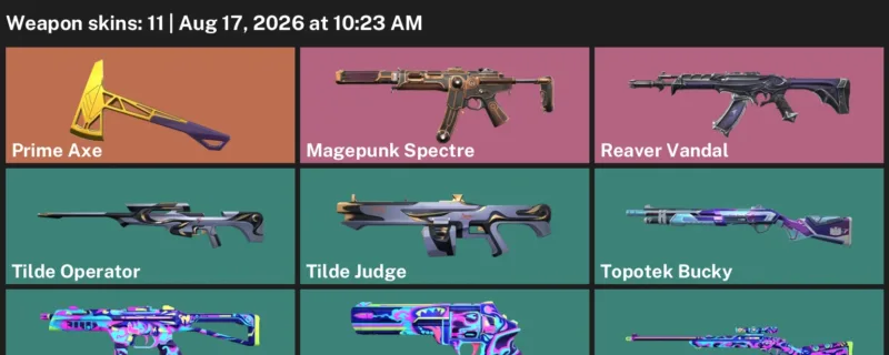 Valorant account inventory for LVL 24 · Reaver Vandal & Magepunk Spectre & Prime Axe