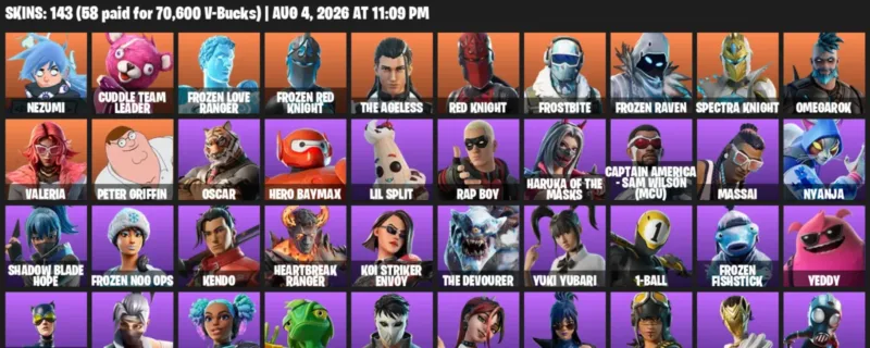 Fortnite account inventory for LVL 1056 - Nezumi - Cuddle Team Leader - 143 Outfits