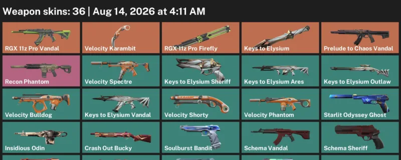 Valorant account inventory for LVL 148 · Velocity Karambit & Game Over Sheriff