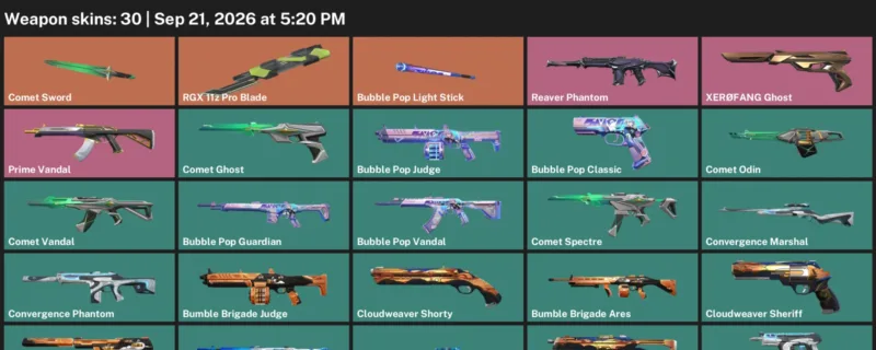 Valorant account inventory for LVL 40 · RGX 11z Pro Blade & Bubble Pop Vandal