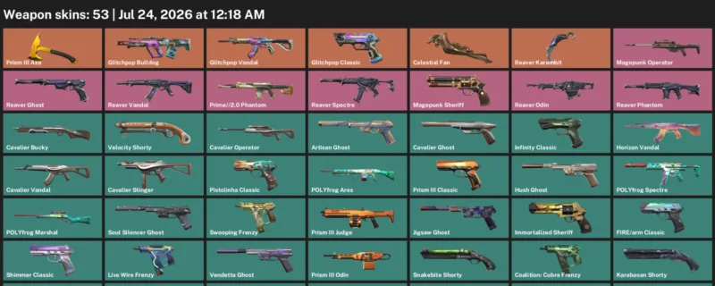 Valorant Accounts listing: LVL 306 · Celestial Fan & Reaver Karambit · 53 Skins - Bronze 3, 53 skins