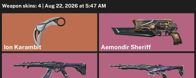 Valorant account inventory for LVL 49 · Ion Karambit & Reaver Vandal