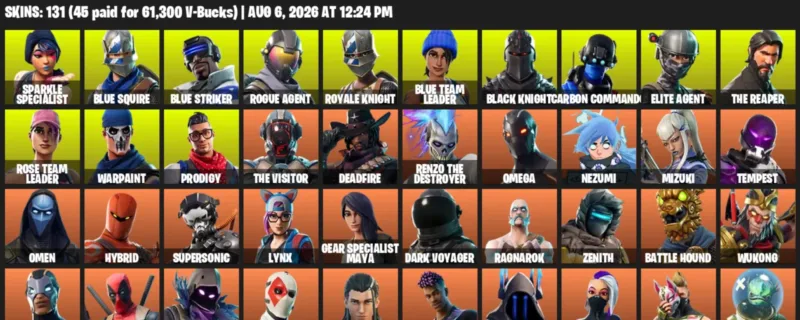 Fortnite account inventory for LVL 2267 - Sparkle Specialist - Blue Squire - 131 Outfits