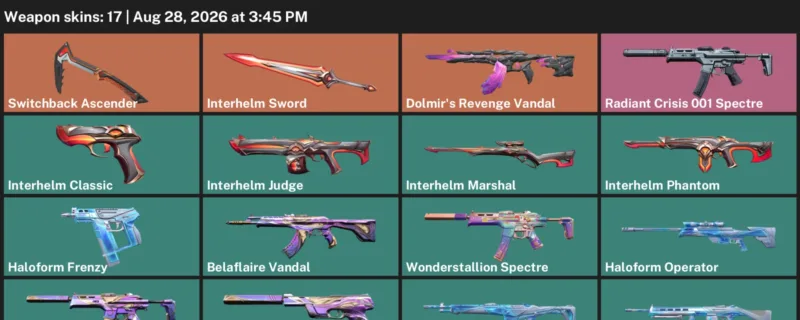Valorant account inventory for LVL 31 · Belaflaire Vandal & Dolmir's Revenge Vandal