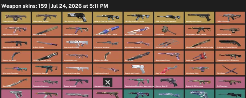 Valorant Accounts listing: LVL 135 · Bolt Knife & Champions 2025 Butterfly Knife · 159 Skins - Platinum 1, 159 skins