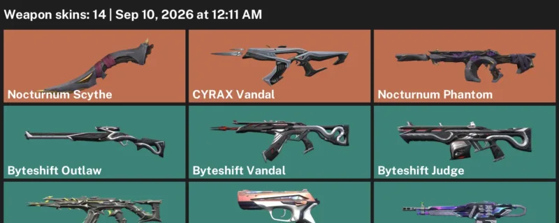 Valorant account inventory for LVL 55 · Nocturnum Scythe & Cyrax Vandal