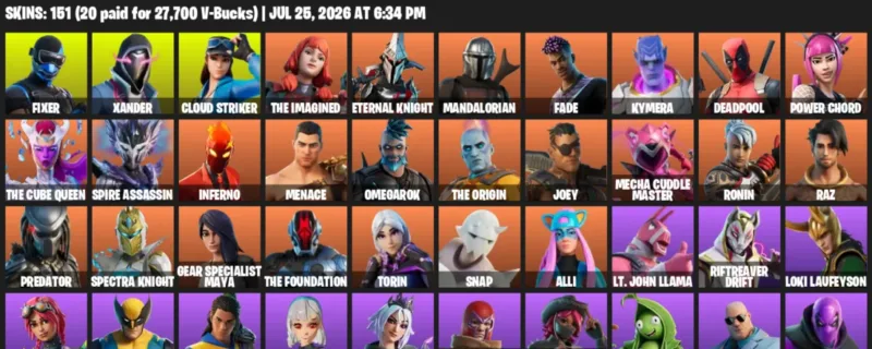 Fortnite Accounts listing: LVL 2116 - Fixer - Xander - 151 Outfits - 151 outfits
