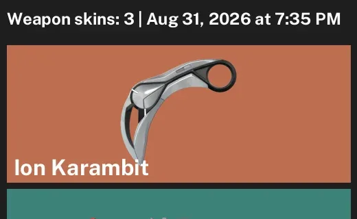 Valorant account inventory for LVL 40 · Ion Karambit & NO Limits Vandal