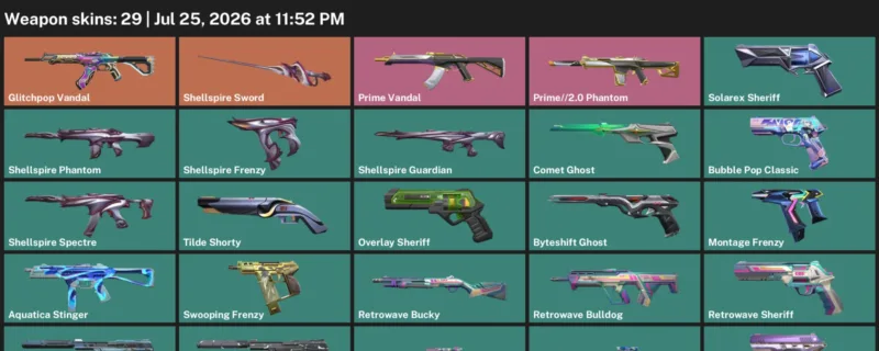 Valorant Accounts listing: LVL 229 · Shellspire Sword · 29 Skins - Platinum 1, 29 skins