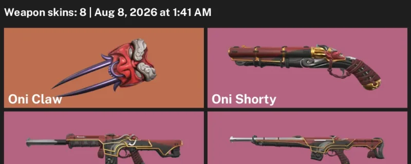 Valorant account inventory for LVL 1 · Oni Phantom & Oni Claw