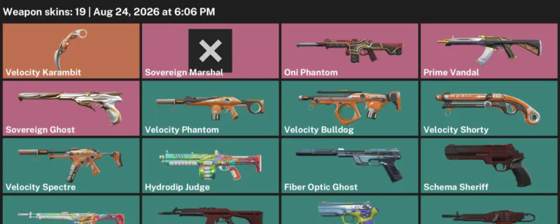 Valorant account inventory for LVL 88 · Velocity Karambit & Prime Vandal
