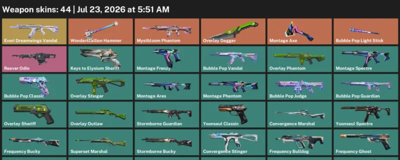 Valorant Accounts listing: LVL 101 · Overlay Dagger · 44 Skins - Bronze 1, 44 skins