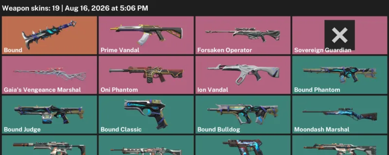 Valorant account inventory for LVL 96 · Ion Vandal & Forsaken Operator