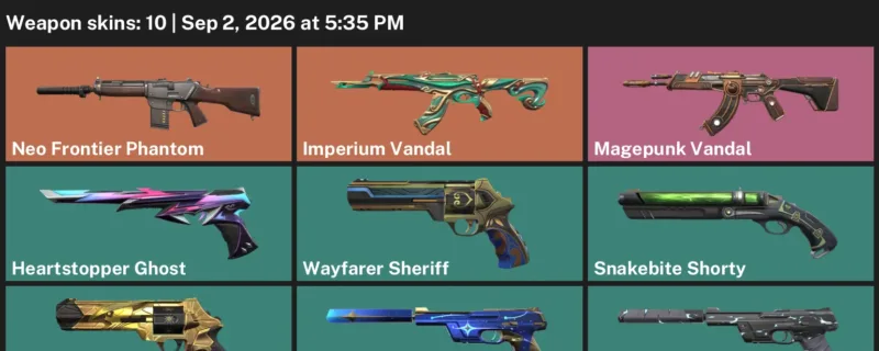 Valorant account inventory for LVL 163 · Magepunk Vandal & Imperium Vandal