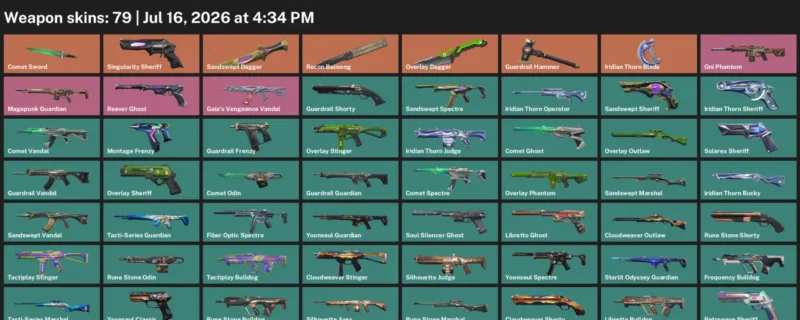 Valorant Accounts listing: LVL 178 · Comet Sword & Iridian Thorn Blade · 79 Skins - Platinum 2, 79 skins