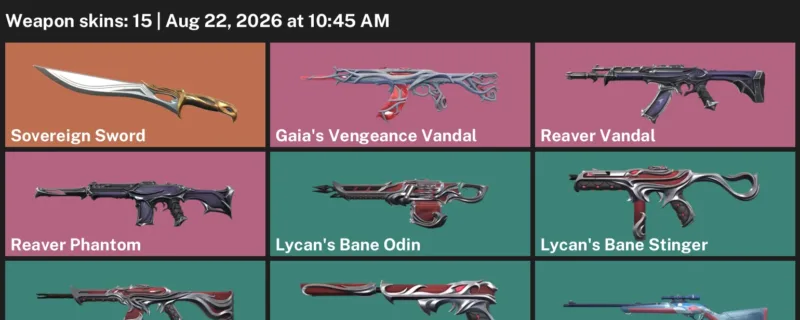 Valorant account inventory for LVL 60 · Gaia's Vengeance Vandal & Sovereign Sword