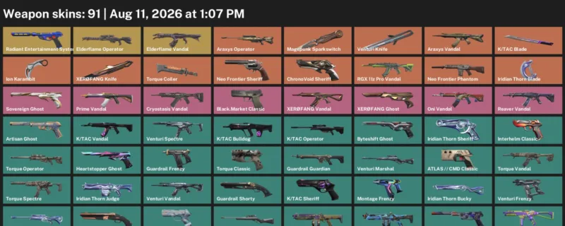 Valorant account inventory for LVL 276 · Ion Karambit & Iridian Thorn Blade & 91 Skins Ion Karambit
