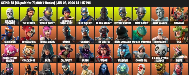 Fortnite Accounts listing: LVL 712 - OG Skull Trooper - The Reaper - 81 Outfits - 81 outfits