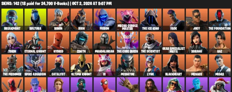 Fortnite account inventory for Breakpoint - Sultura - 120 Outfits