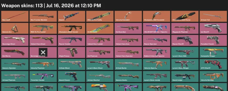 Valorant Accounts listing: LVL 130 · Champions 2021 Karambit & Champions 2023 Kunai · 113 Skins - Diamond 3, 113 skins