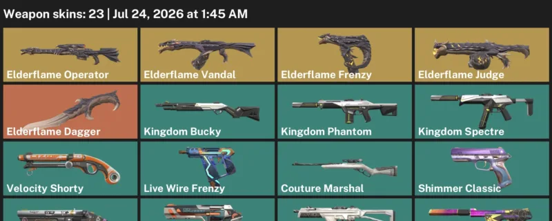 Valorant Accounts listing: LVL 140 · Elderflame Dagger · 23 Skins - Platinum 2, 23 skins