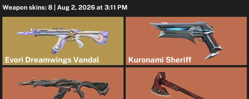 Valorant account inventory for LVL 94 · Kuronami Sheriff & Neptune Vandal