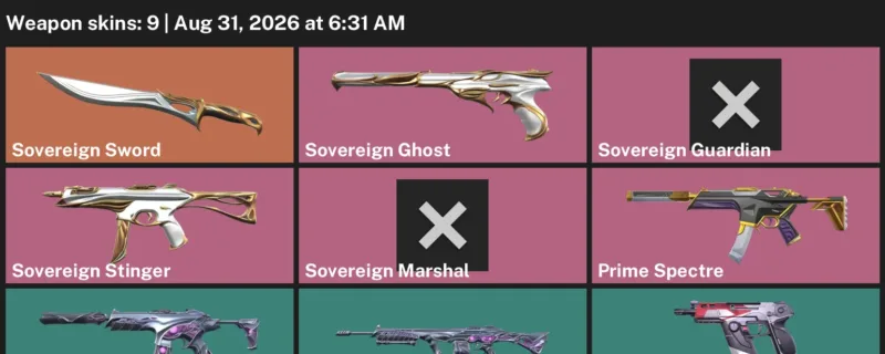 Valorant account inventory for LVL 52 · Prime Spectre & Sovereign Sword