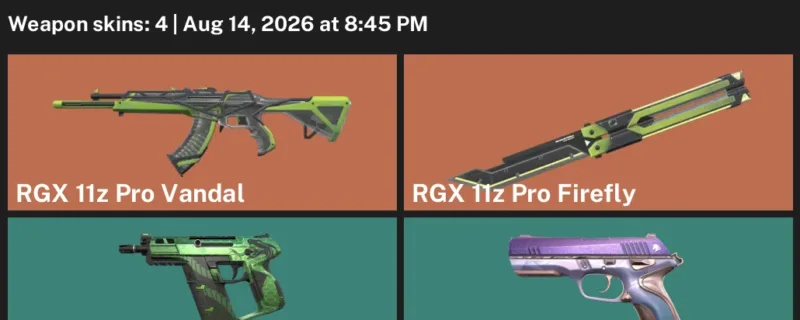 Valorant account inventory for LVL 63 · RGX 11z Pro Vandal & RGX 11z Pro Firefly