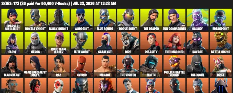Fortnite Accounts listing: LVL 2501 - Sparkle Specialist - Royale Knight - 173 Outfits - 173 outfits