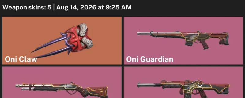 Valorant account inventory for LVL 75 · Oni Phantom & Oni Claw