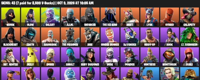 Fortnite account inventory for IKONIK - Glow - 43 Outfits