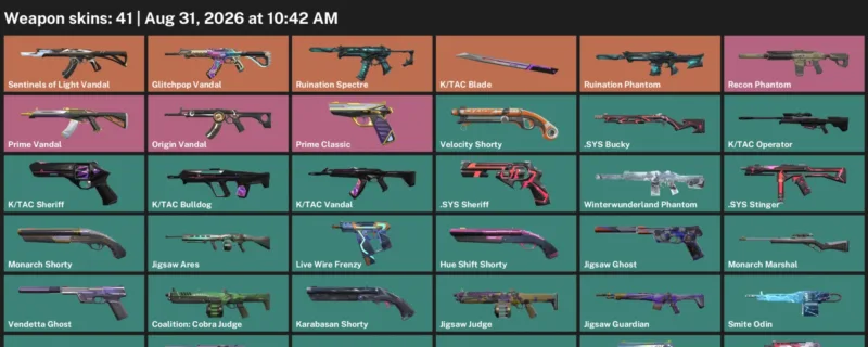 Valorant account inventory for LVL 128 · Tac Blade & Sys Sheriff