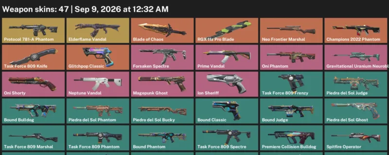 Valorant account inventory for LVL 72 · Champions 2022 Phantom & RGX 11z Pro Blade