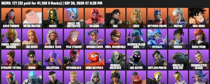 Fortnite account inventory for Kado Thorne - Peter Griffin - 120 Outfits