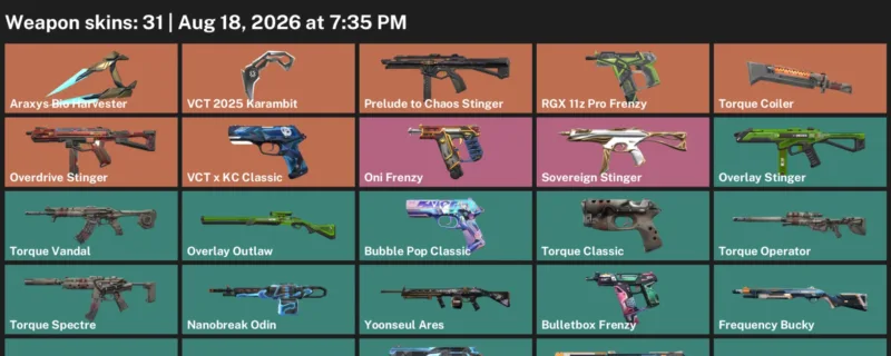 Valorant account inventory for LVL 51 · VCT 2025 Karambit & Araxys Bio Harvester