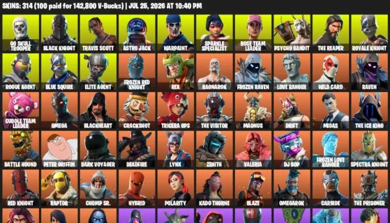 Fortnite Accounts listing: LVL 2638 - OG Skull Trooper - Black Knight - 314 Outfits - 314 outfits
