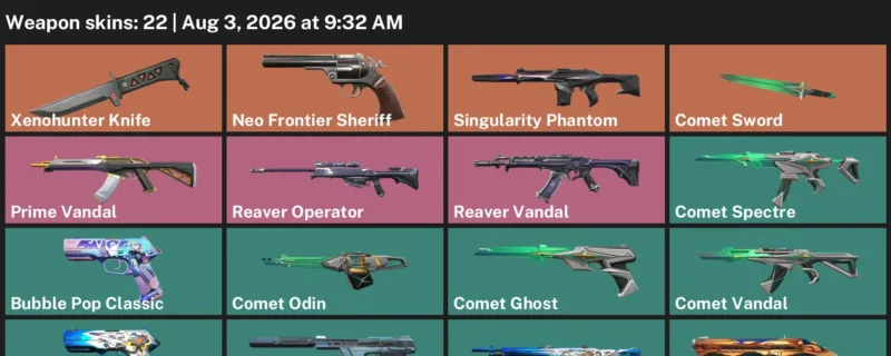 Valorant account inventory for LVL 102 · Xenohunter Knife & Cloudweaver Sheriff