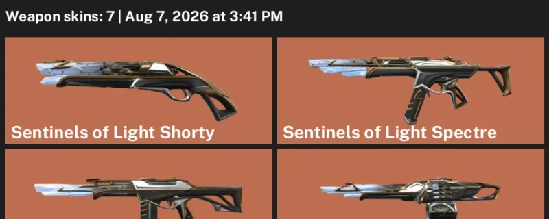 Valorant account inventory for LVL 14 · Valiant Hero Vandal & Sentinels of Light Phantom