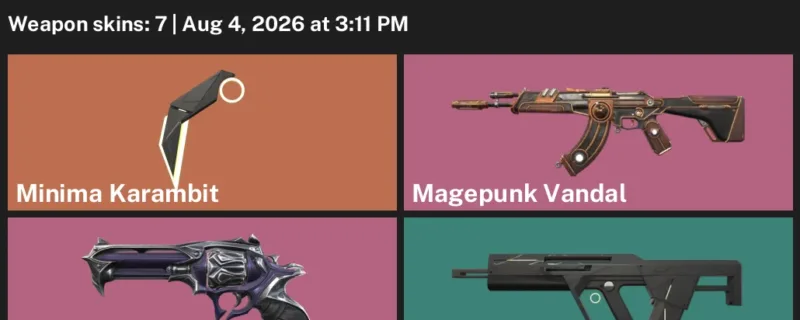 Valorant account inventory for LVL 27 · Minima Karambit & Reaver Sheriff
