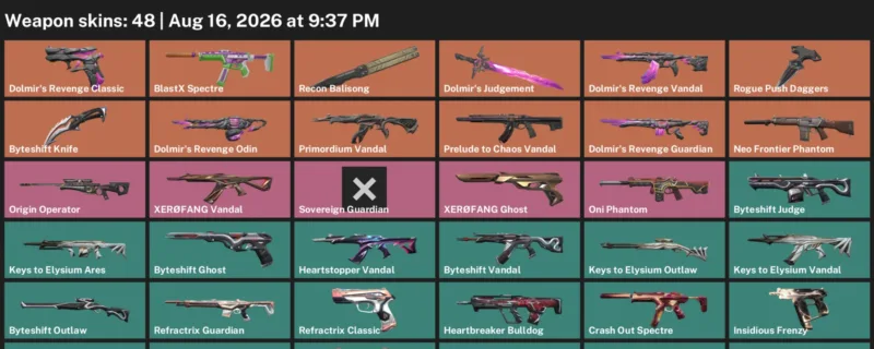 Valorant account inventory for LVL 104 · Byteshift Knife & Byteshift Vandal