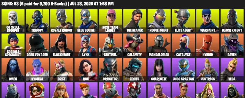 Fortnite Accounts listing: LVL 1433 - OG Skull Trooper - Trilogy - 53 Outfits - 53 outfits