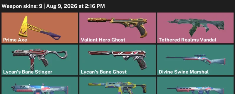 Valorant account inventory for LVL 24 · Prime Axe & Tethered Realms Vandal