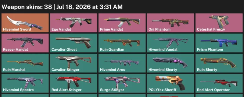 Valorant Accounts listing: LVL 52 · Hivemind Sword · 38 Skins - Silver 3, 38 skins