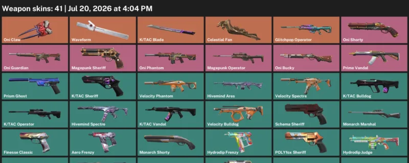Valorant Accounts listing: LVL 64 · Celestial Fan & K/TAC Blade · 41 Skins - Diamond 3, 41 skins