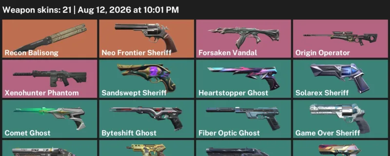 Valorant account inventory for LVL 225 · Xenohunter Phantom & Forsaken Vandal