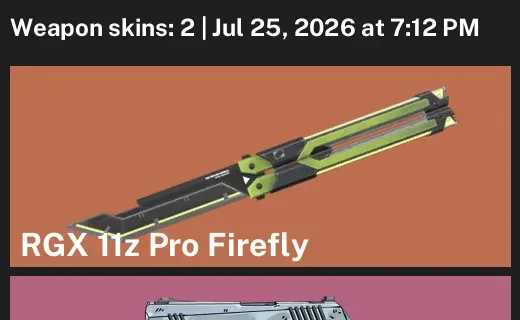 Valorant Accounts listing: LVL 19 · Radiant Crisis 001 Classic & RGX 11z Pro Firefly · 2 Skins - Unranked, 2 skins