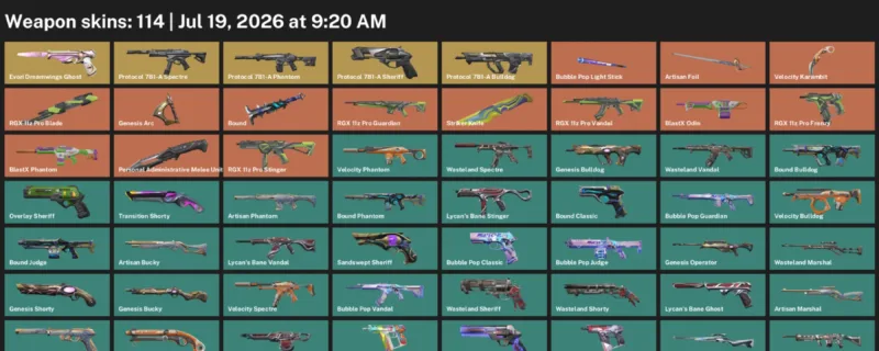 Valorant Accounts listing: LVL 301 · Personal Administrative Melee Unit & RGX 11z Pro Blade · 114 Skins - Silver 2, 114 skins